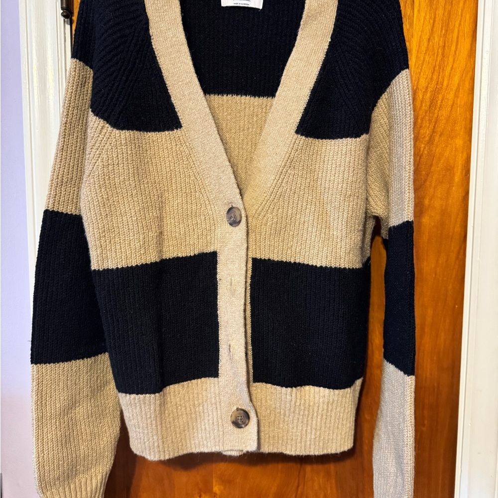 Striped Black and Beige Cardigan